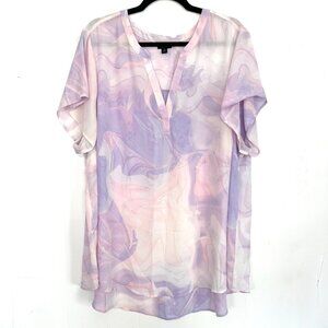 Torrid Pastel Purple Abstract Print Sheer Blouse 3 3X